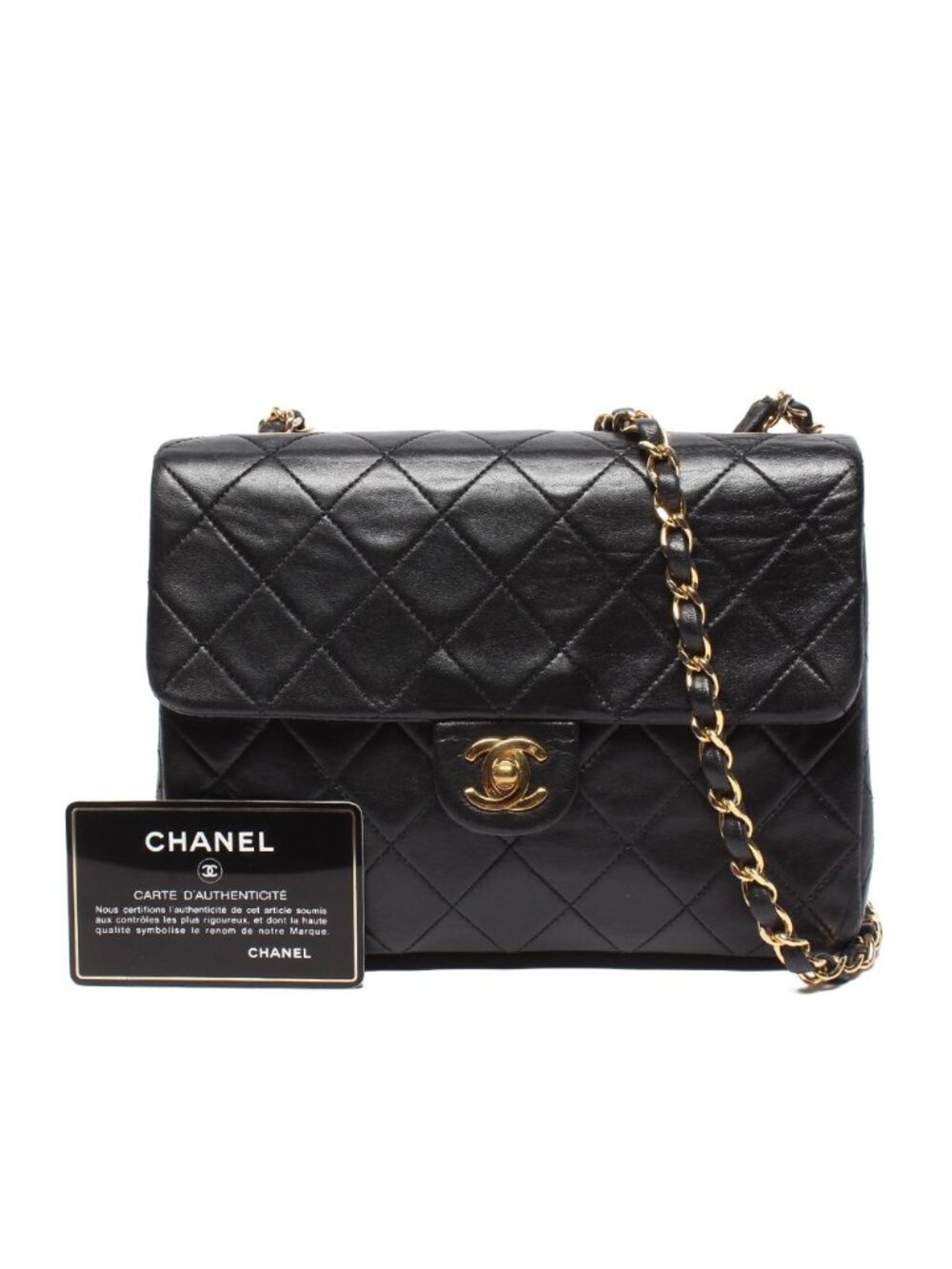 Chanel Chain Shoulder Bag Gold Quilted 20 Single Flap